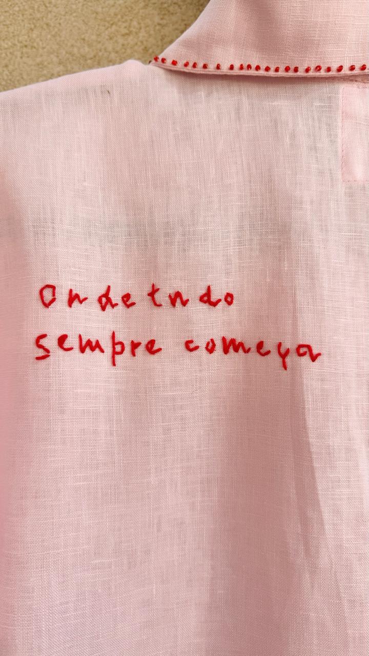 Camisa Manga Curta Afeto Rosa