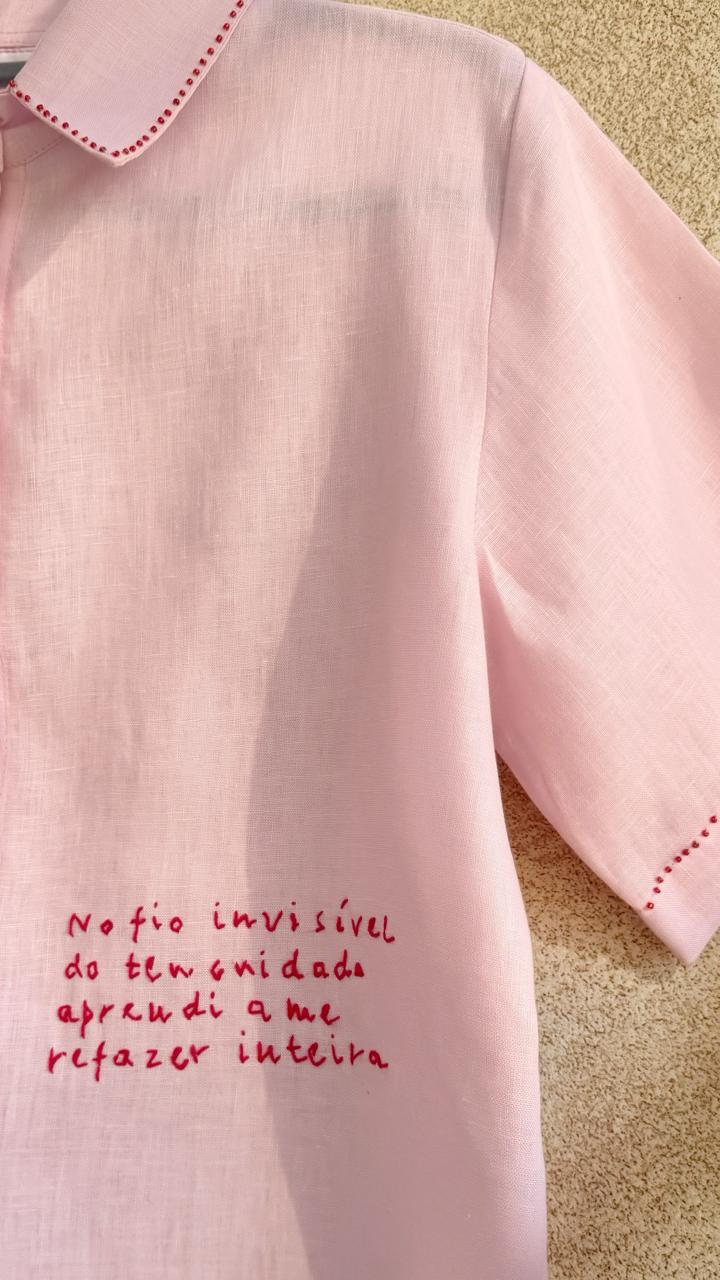 Camisa Manga Curta Afeto Rosa