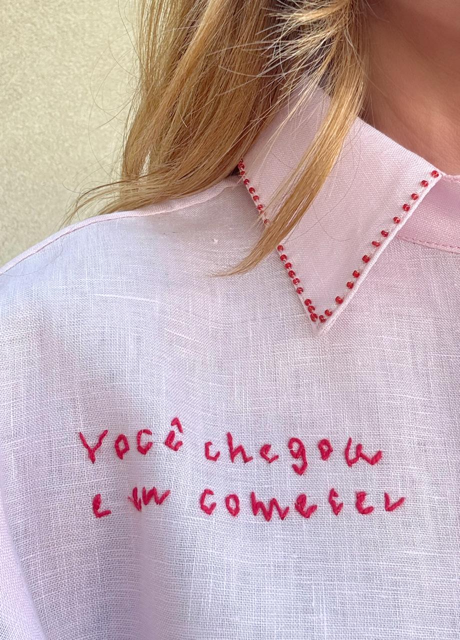 Camisa Manga Curta Afeto Rosa