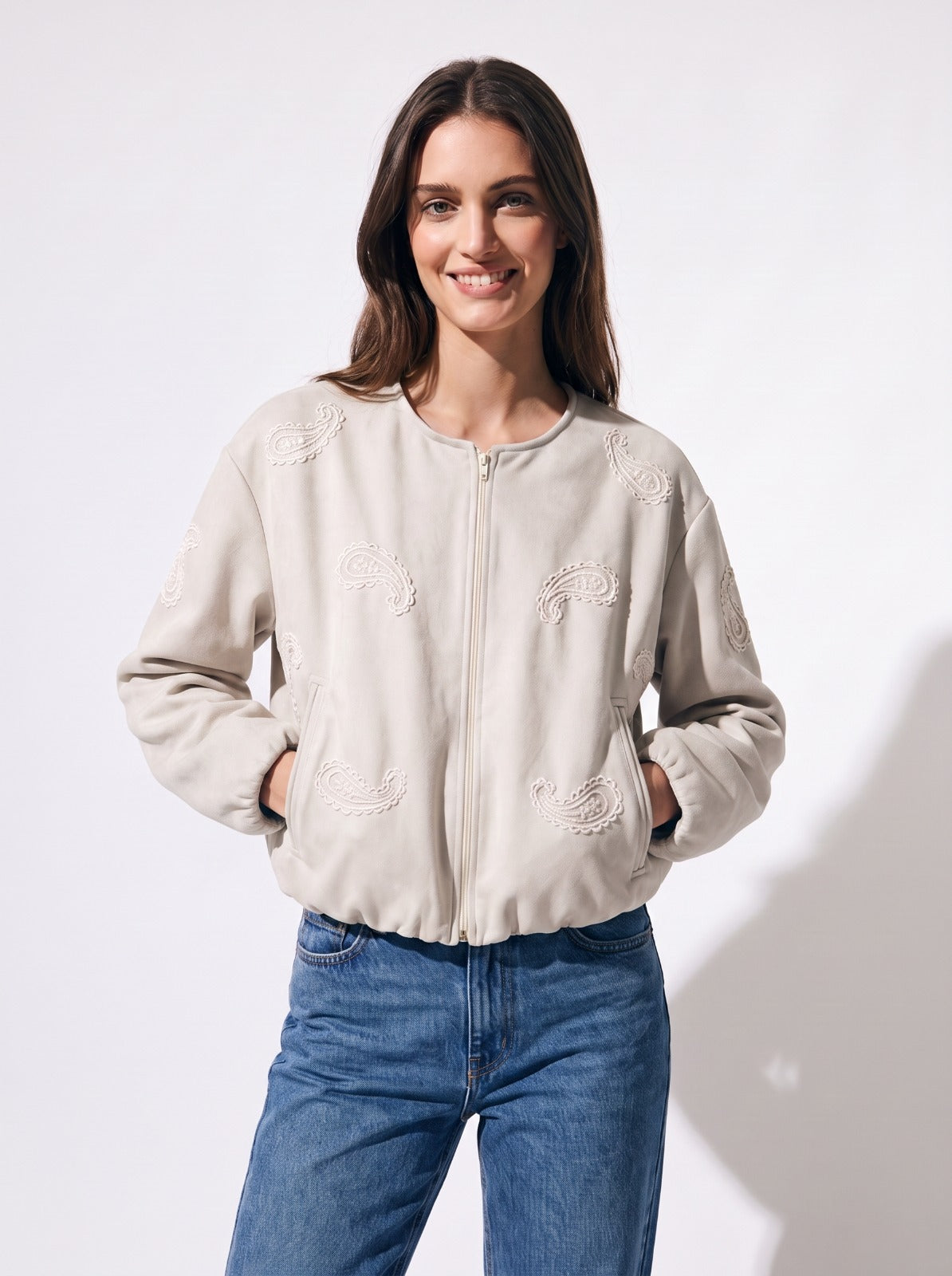 Jaqueta Bomber Celina Paisley Off White