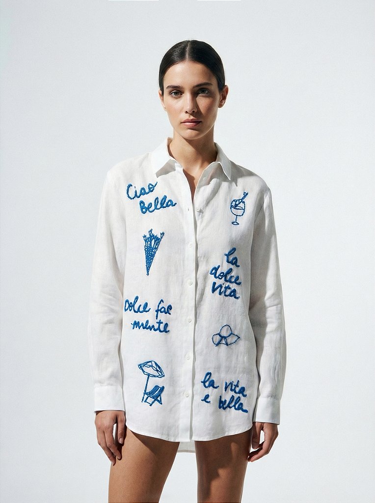 Camisa Ciao Bella Branca