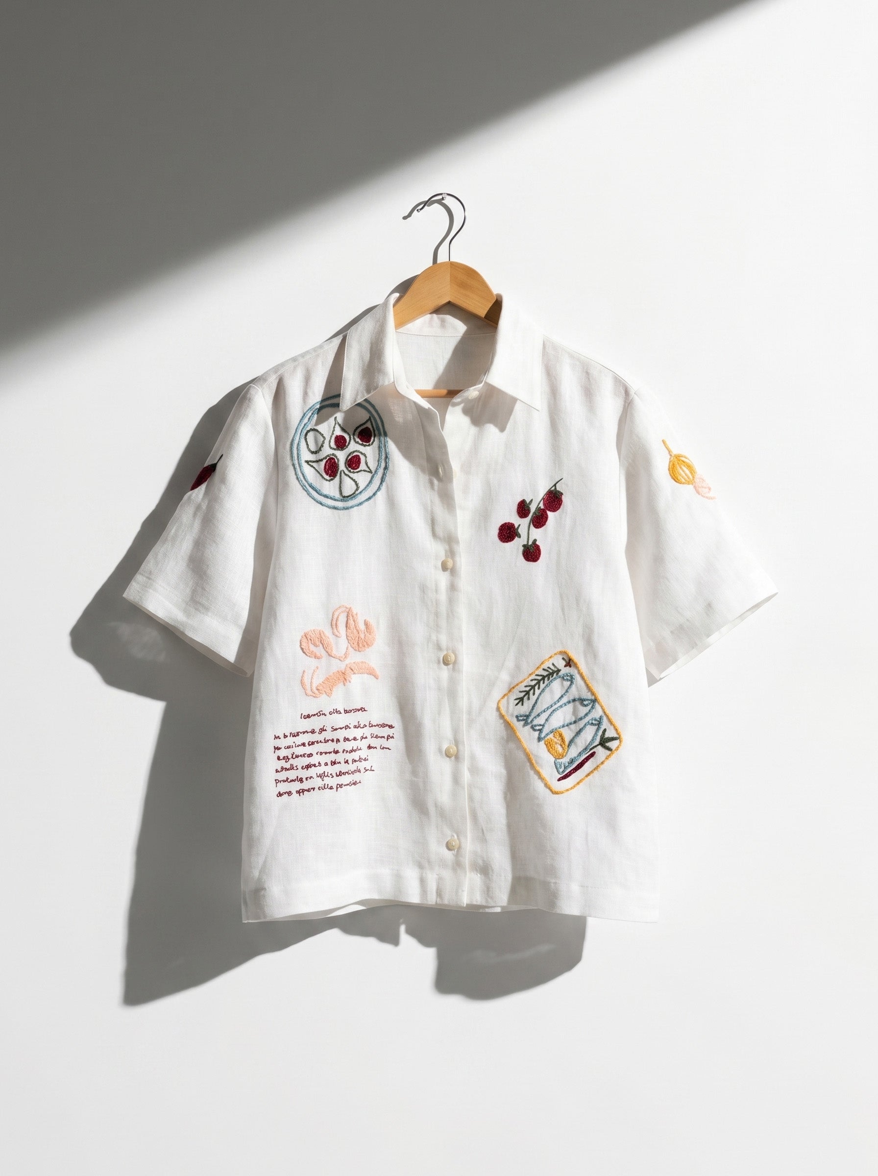 Camisa Manga Curta Oliva Branca