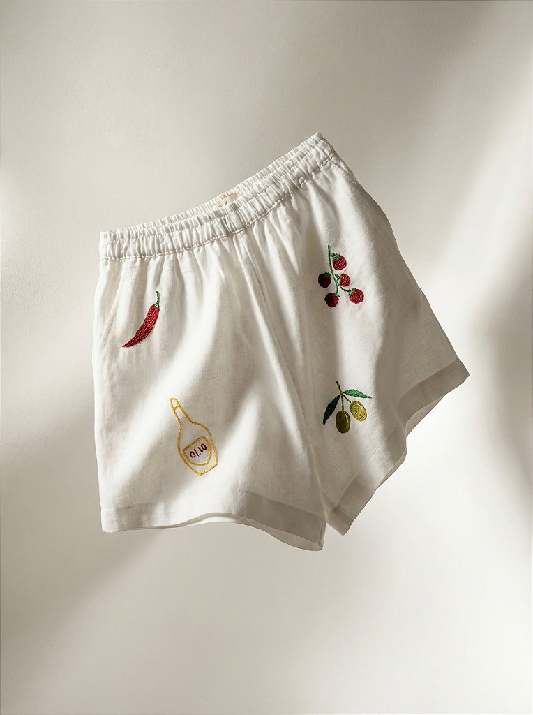 Short Oliva Branco