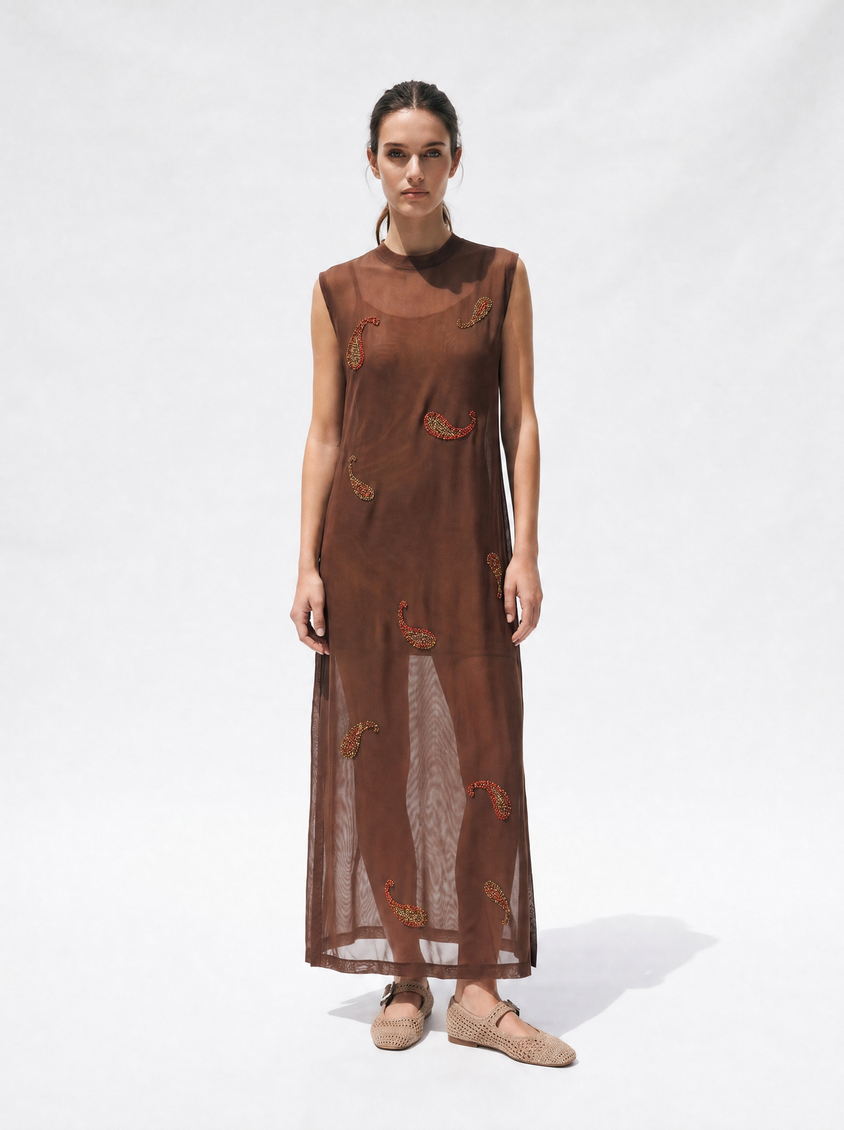 Vestido Tule Nômade Marrom