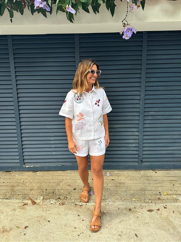 Short Oliva Branco