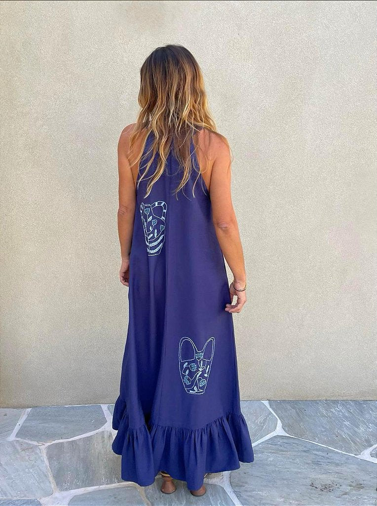 Vestido Beth Vasos Azul
