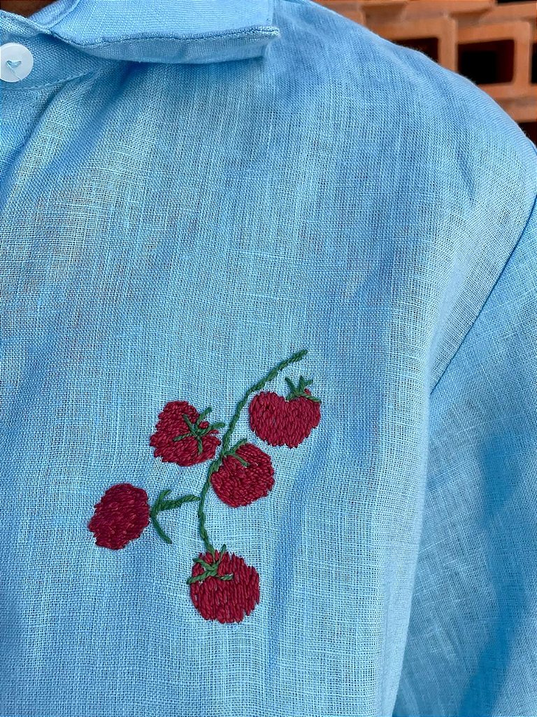Camisa Manga Curta Oliva Azul
