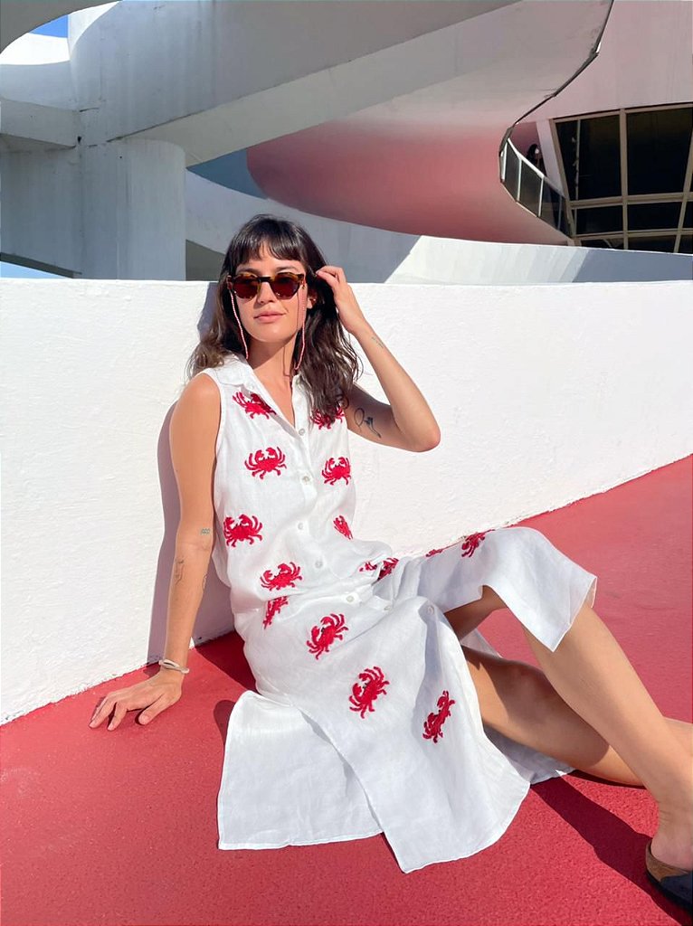 Vestido Max Caranguejo Branco