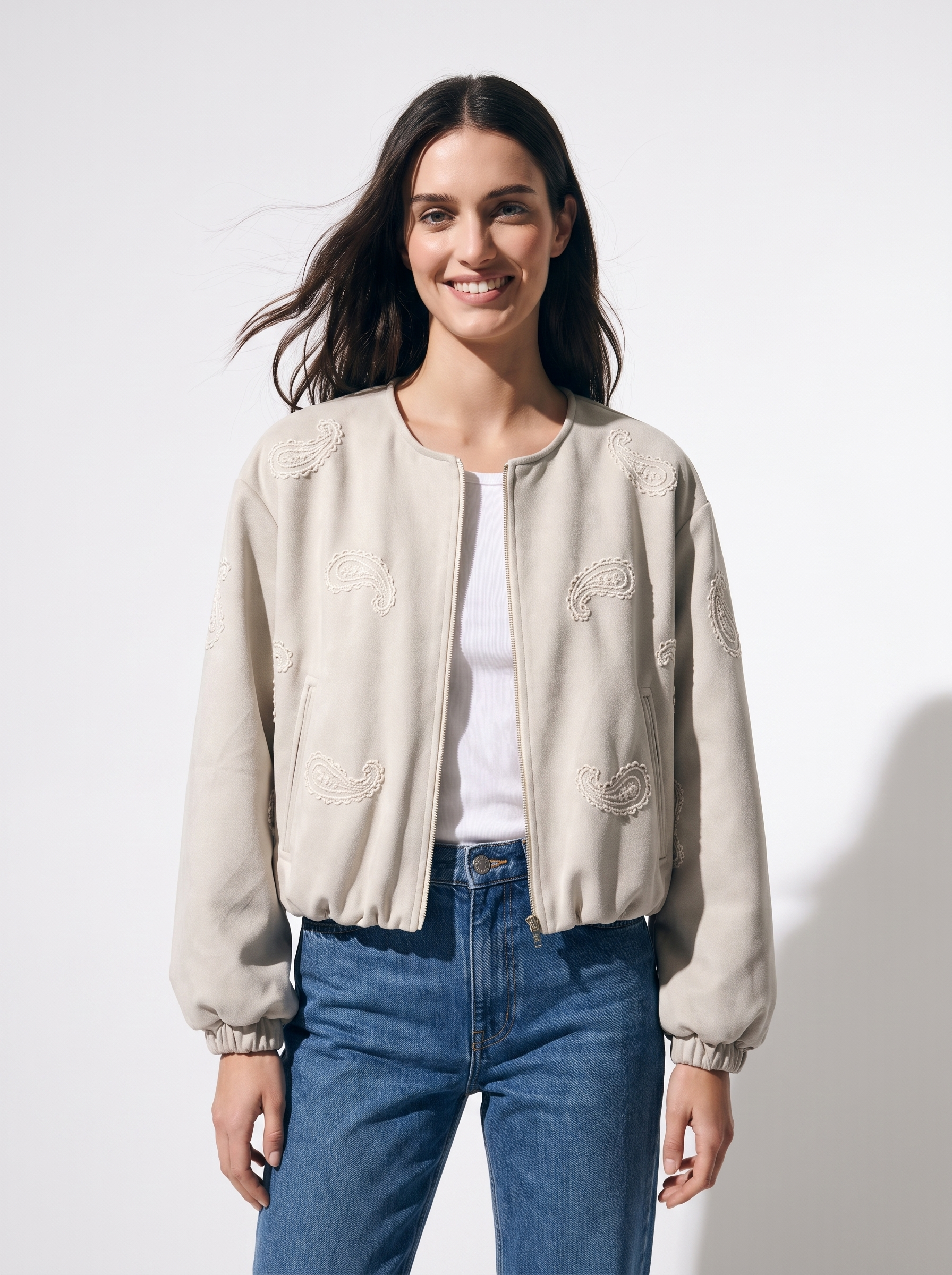 Jaqueta Bomber Celina Paisley Off White