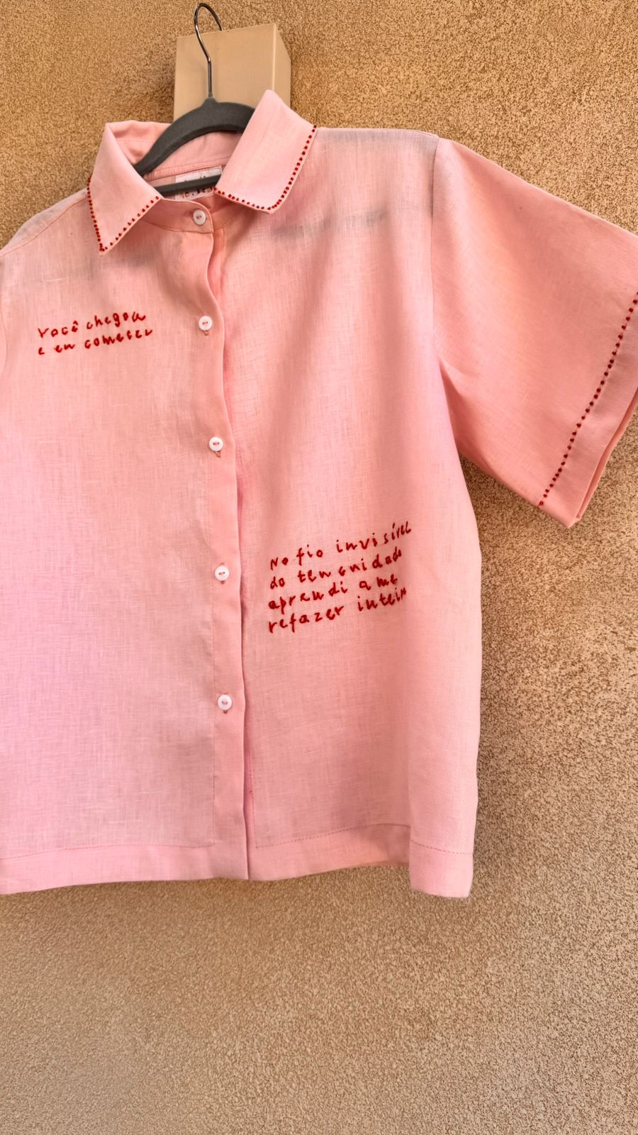 Camisa Manga Curta Afeto Rosa