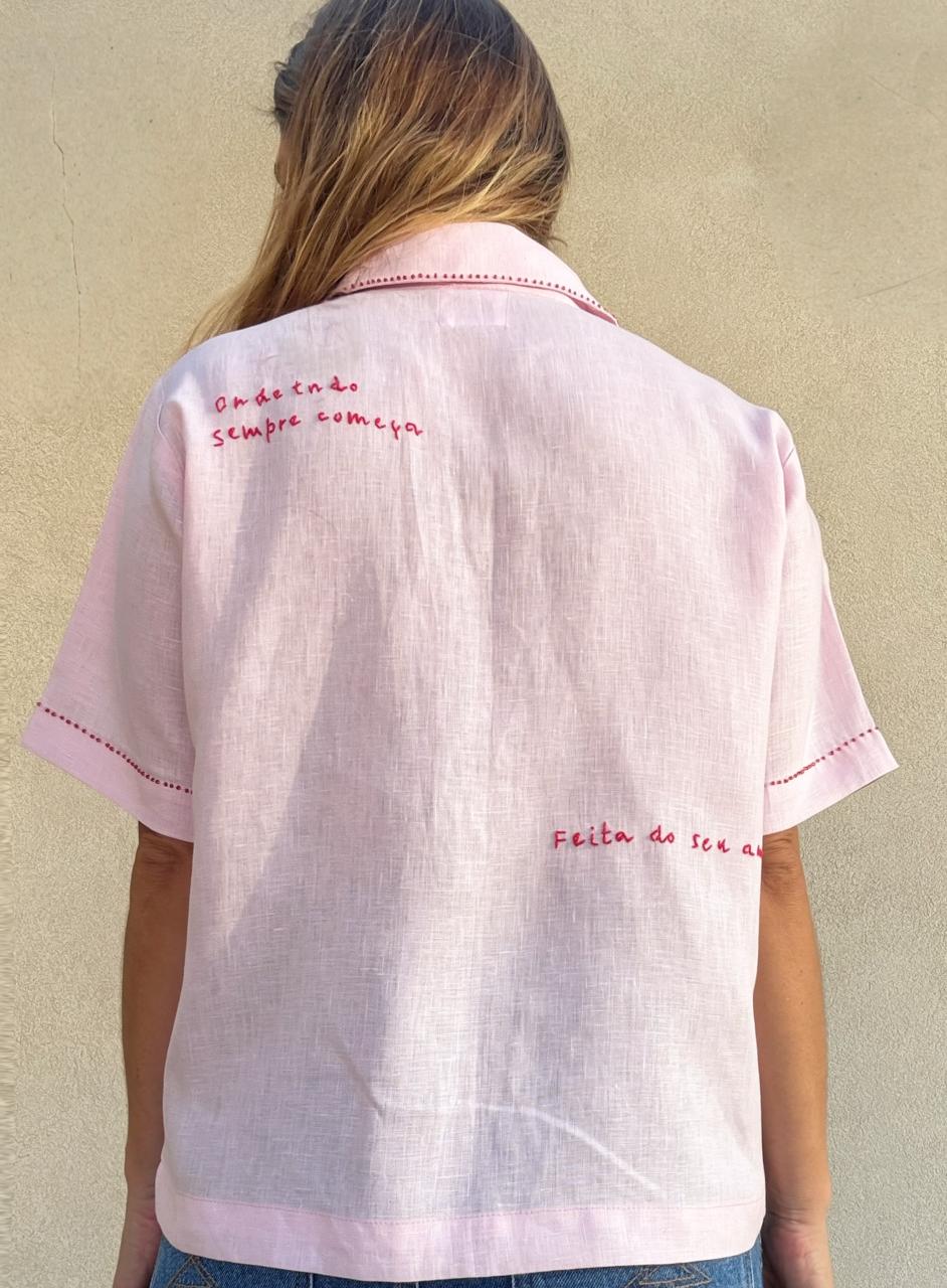 Camisa Manga Curta Afeto Rosa