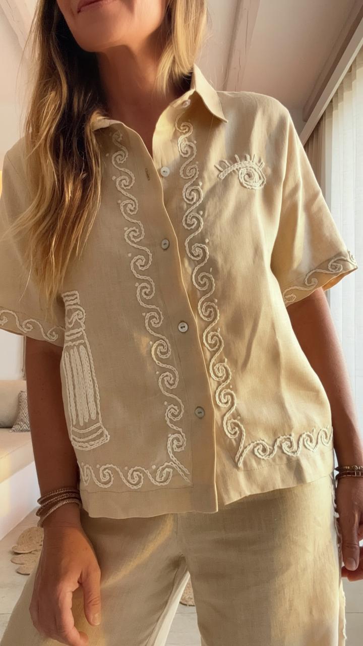 Camisa Manga Curta Atena Areia