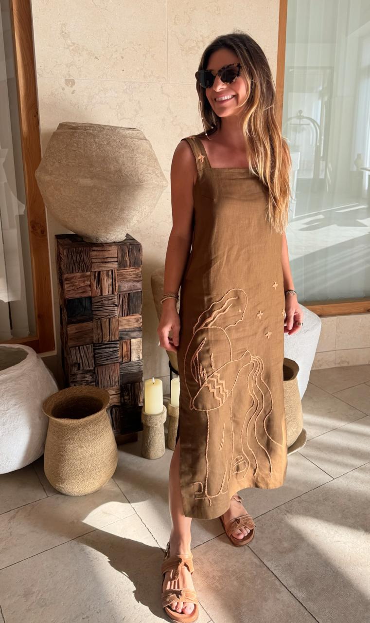 Vestido Carol Gaia Marrom