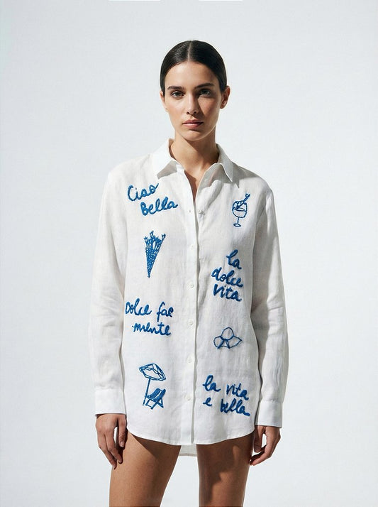 Camisa Ciao Bella Branca