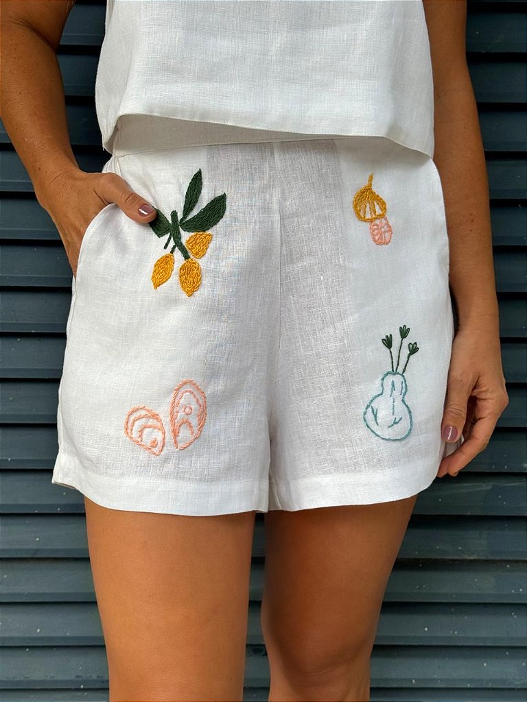 Short Oliva Branco