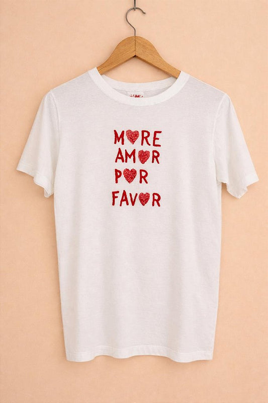Camiseta More Love Por Favor Off White